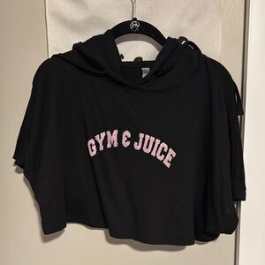 Black 'Gym & Juice' Cropped Hoodie sz M
